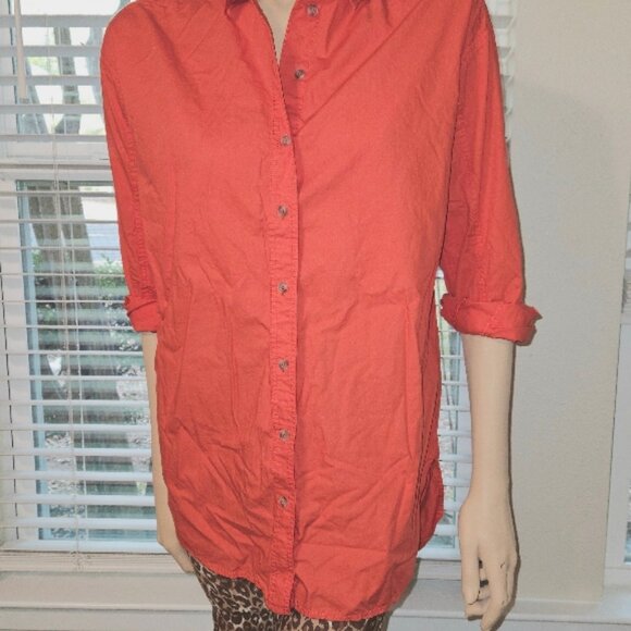 Pilcro anthropologie xs red button up shirt extra long - Picture 2 of 6